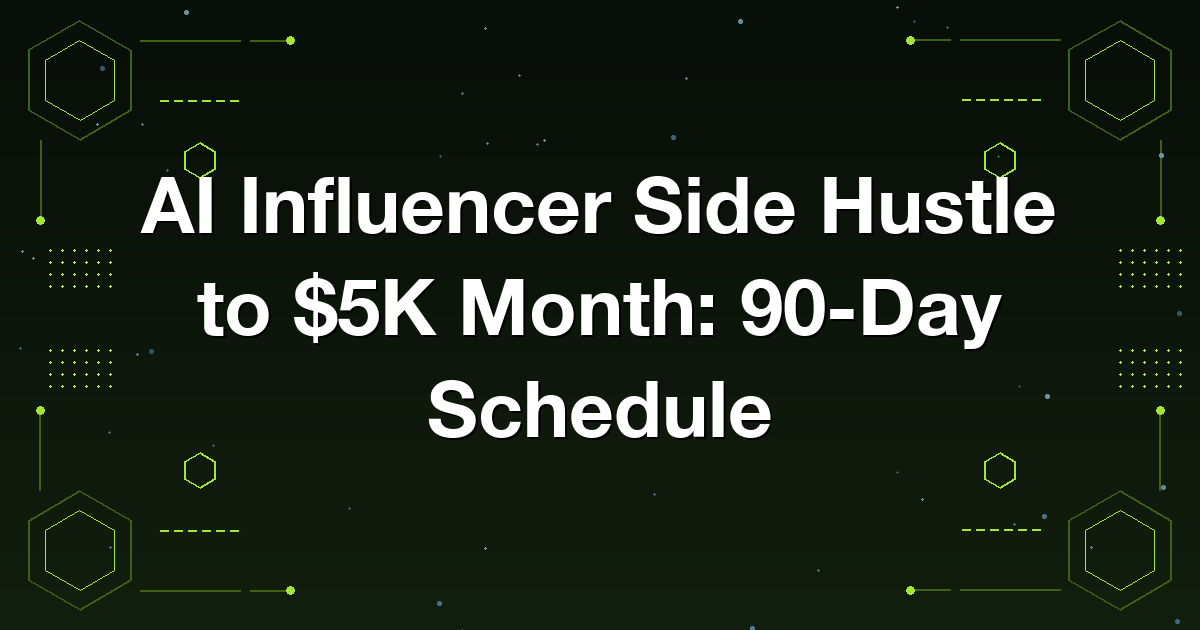 Twelve-week calendar showing the daily schedule from AI influencer persona launch to first $5K month
