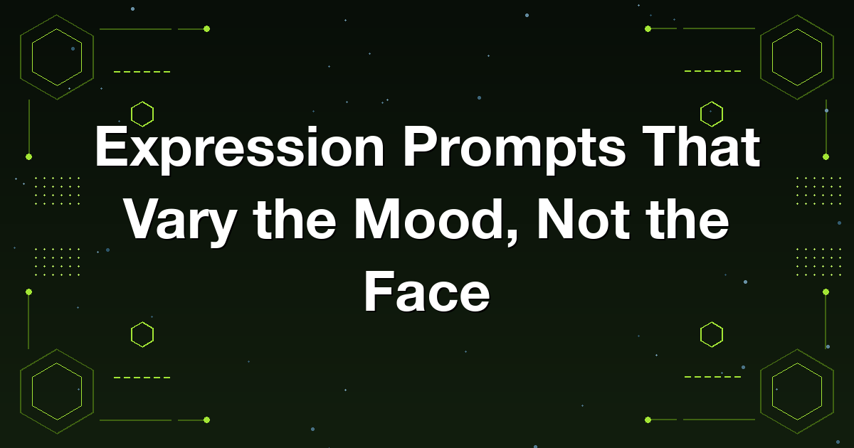 Expression prompting for a consistent AI persona showing varied moods on one locked face