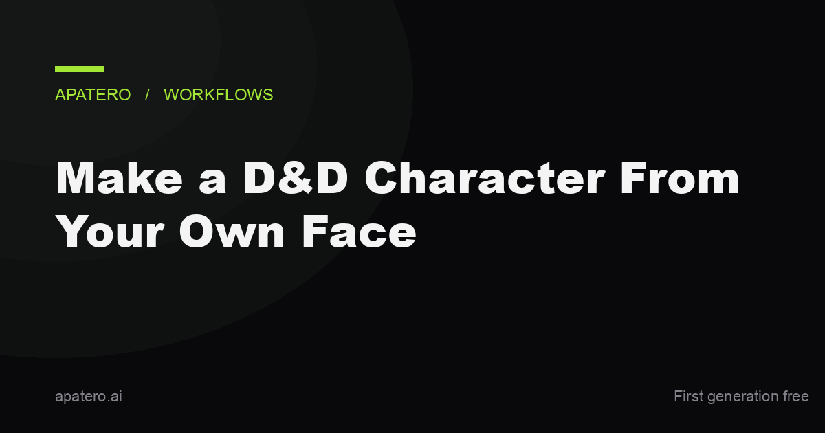 A D&D character portrait and sheet generated from a real selfie, showing the same face as the player