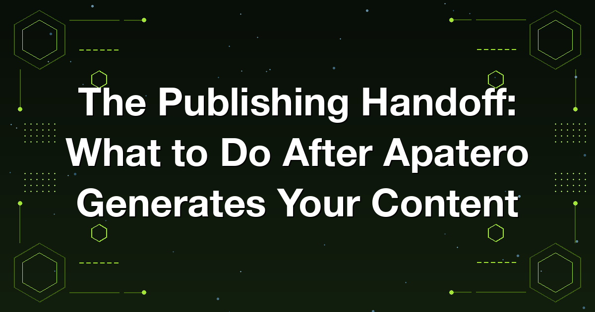 The publishing handoff loop from Apatero generation to curation, captions, and scheduling