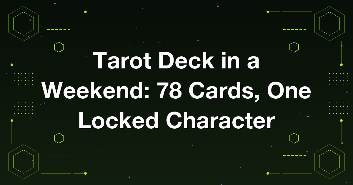 AI tarot deck spread showing twelve cards with one consistent character across the major and minor arcana