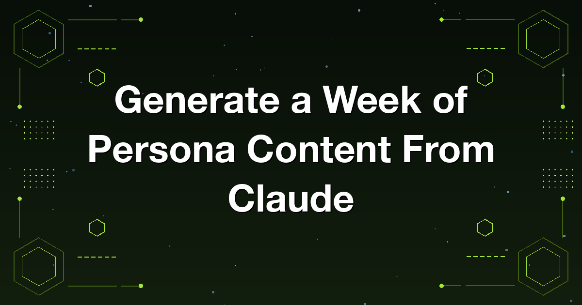 Generating a week of AI persona content from Claude using the Apatero MCP